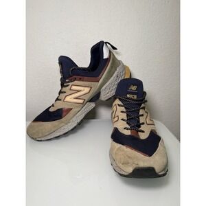 Rare Vtg New Balance NB 574 V2 Sport Mens 10.5 Tan/Navy/Brown Suede Colorblock